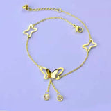 Women Stainless Steel Butterfly Pendant Foot Chain Anklet Jewelry