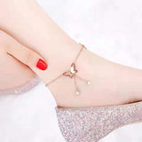 Women Stainless Steel Butterfly Pendant Foot Chain Anklet Jewelry