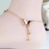 Women Stainless Steel Butterfly Pendant Foot Chain Anklet Jewelry