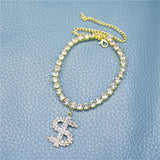 Dollar Pendant Rhinestone Crystal Anklet