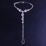 Crystal Water Droplets Connected Toes Anklet Jewelry