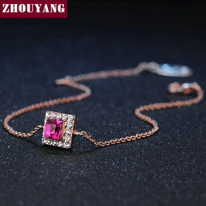 Bracelet On The Leg Women's Summer Beach Anklet Top Square Rose Crystal