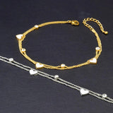 Heart Anklets Shell Double Layer Chains Stainless Steel Beach G