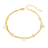 Heart Anklets Shell Double Layer Chains Stainless Steel Beach G