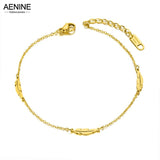 Bohemia Stainless Steel Feather Charm Anklets For Women - AA21003