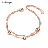 Bohemia Double Layer CZ Crystal Tree Plant Anklet Jewelry