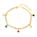 Double Chain Anklet with Scallop Shell Pendant, Titanium Steel