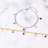 Double Chain Anklet with Scallop Shell Pendant, Titanium Steel