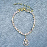 Rhinestone Water Drop Pendant Crystal Anklet for Beach Party
