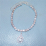 Rhinestone Water Drop Pendant Crystal Anklet for Beach Party