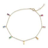 Colorful Rainbow CZ Charm Chain Anklet