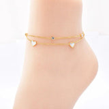 Heart Anklets Jewelry for Women Shell Chain Double Summer Beach Gift