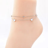 Heart Anklets Jewelry for Women Shell Chain Double Summer Beach Gift