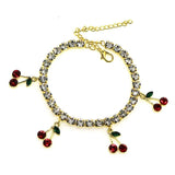 Red Crystal Cherry Anklet Women's Jewelry