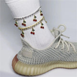 Red Crystal Cherry Anklet Women's Jewelry
