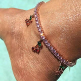 Red Crystal Cherry Anklet Women's Jewelry