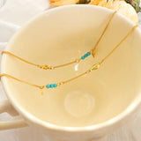 FEILIN Turquoise Wing Charm 18K Titanium Steel Anklet