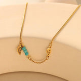 FEILIN Turquoise Wing Charm 18K Titanium Steel Anklet