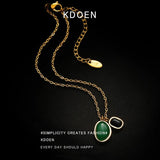 European and American Green Stone Pendant with Stainless Steel Chain Anklet