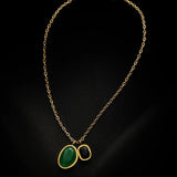 European and American Green Stone Pendant with Stainless Steel Chain Anklet