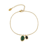 European and American Green Stone Pendant with Stainless Steel Chain Anklet