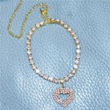 Love Rhinestone Ankle Chains for Women's High Heels