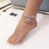 Love Rhinestone Ankle Chains for Women's High Heels