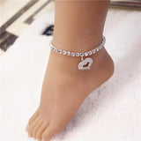 Love Rhinestone Ankle Chains for Women's High Heels