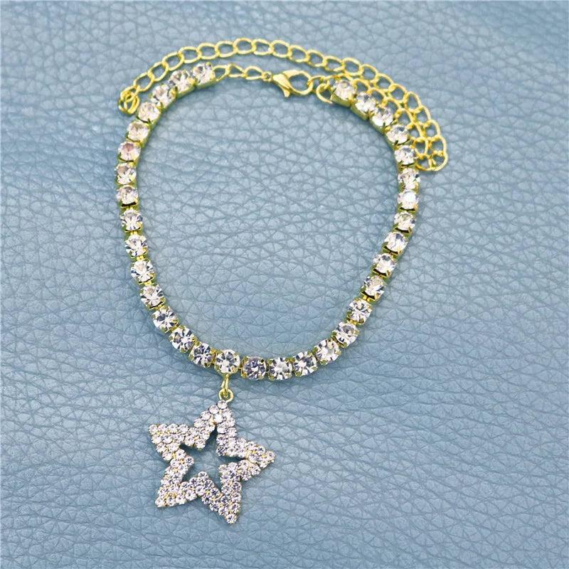 Fashionable Five-Pointed Star Rhinestone Anklet