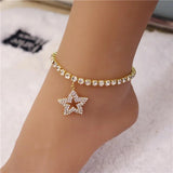 Fashionable Five-Pointed Star Rhinestone Anklet