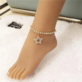 Fashionable Five-Pointed Star Rhinestone Anklet