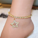 Fashionable Five-Pointed Star Rhinestone Anklet