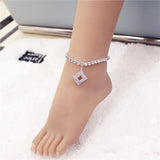 Geometric Square Crystal Anklet Retro Style Jewelry