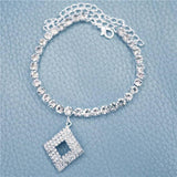 Geometric Square Crystal Anklet Retro Style Jewelry
