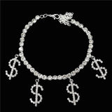 Dollar Symbol Crystal Anklet Summer Sandals