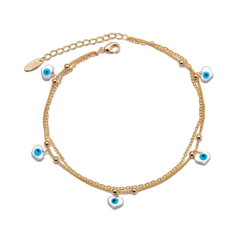 Lucky Eye Water Drop Star Heart Charm Anklet Layer Foot Chain Evil Eye Ankle Bra