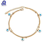 Lucky Eye Water Drop Star Heart Charm Anklet Layer Foot Chain Evil Eye Ankle Bra