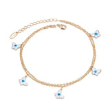 Lucky Eye Water Drop Star Heart Charm Anklet Layer Foot Chain Evil Eye Ankle Bra