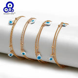 Lucky Eye Water Drop Star Heart Charm Anklet Layer Foot Chain Evil Eye Ankle Bra
