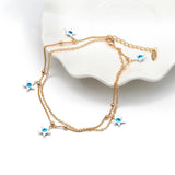 Lucky Eye Water Drop Star Heart Charm Anklet Layer Foot Chain Evil Eye Ankle Bra