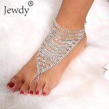 Bohemian Crystal Anklet Toe Chain Silver Foot Jewelry