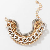 Docona Punk Style Chain Ankle Set Silver Layers