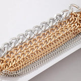 Docona Punk Style Chain Ankle Set Silver Layers