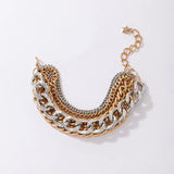 Docona Punk Style Chain Ankle Set Silver Layers