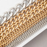 Docona Punk Style Chain Ankle Set Silver Layers