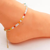 Stainless Steel Chains Crystal Beaded Pearl Anklet