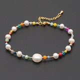 Crystal Beaded Anklet and Freshwater Pearl Foot Chain