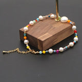 Crystal Beaded Anklet and Freshwater Pearl Foot Chain