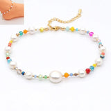 Crystal Beaded Anklet and Freshwater Pearl Foot Chain