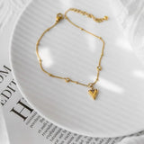 Minar Metallic Love Heart Charm Anklets for Women